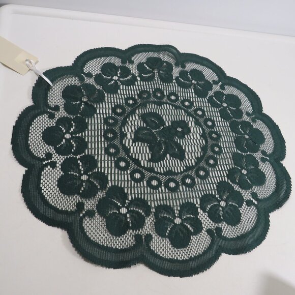 Heritage Lace dark Hunter Green Victorian Flower Lace Doily 14" St Patriricks - Picture 1 of 5